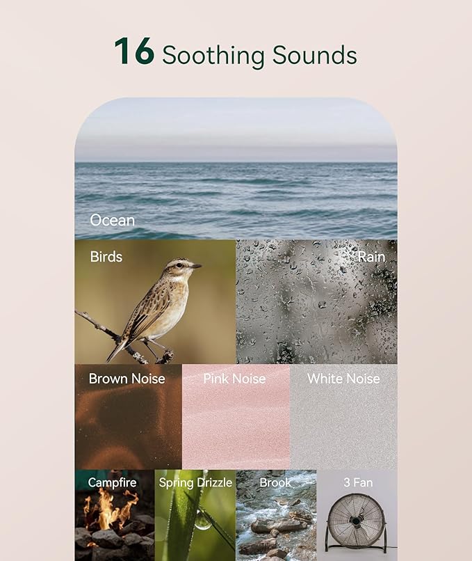 White Noise Sound Machine - Portable Sound for Sleep, Travel Sound Machine for Baby Adults, 16 Nature Sound, Timer, White Noise Machine for Sleeping Office Privacy Home Gift