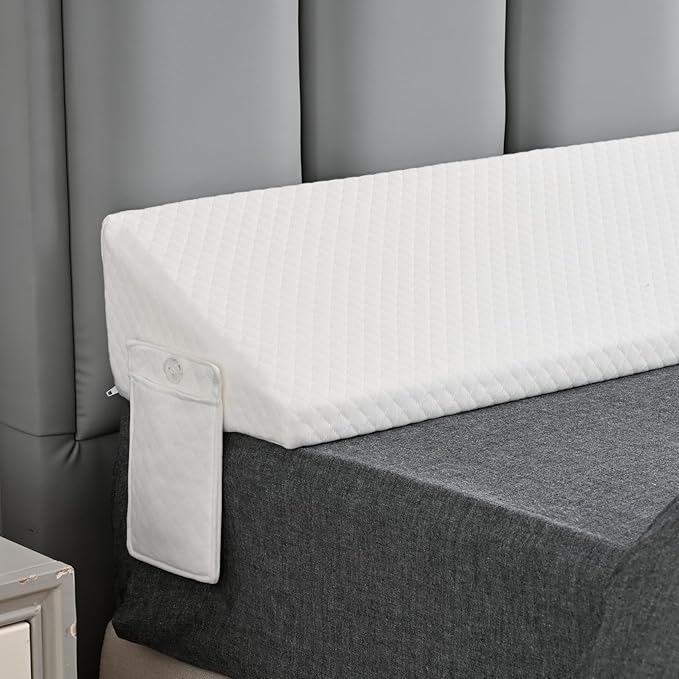 Twin Size Bed Wedge Pillow for Headboard Gap Filler (0"-8")Close Gaps Between Mattress and Wall,Frame/Loft Corner College Dorm Bed Essentials,Bedside Space Home Room Decor,Stop Pillow Falling Down