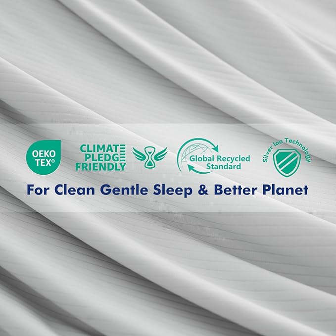 Elegear Cooling Pillow Cases for Hot Sleepers, Clean Fabric Silver Infused Cooling Pillowcase Q-Max>0.5, Soft Silky Pillowcases for Hair & Skin, Summer Zipper Pillowcase Cover Set of 2-King Gray