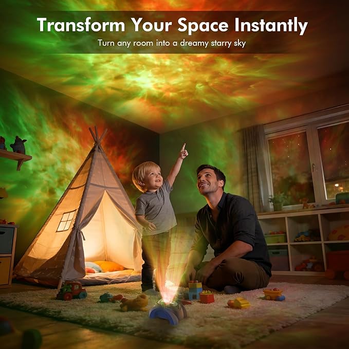 Rossetta Dual Lens Galaxy Projector, Star Projector for Bedroom with White Noise & Bluetooth Speaker, Remote, Timer, Aurora & Nebula Night Light for Party, Home Decor, Gifts for Kids Adults Teens