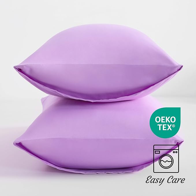 NTBAY Toddler Pillow Cases Set of 2, 2 Pack Brushed Microfiber 14x20 Pillow Cases, Soft, Wrinkle, Fade, Stain Resistant Light Purple Pillow Cases with Envelope Closure, 14x20 Inches, Ligt Purple