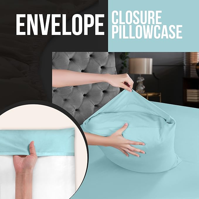 Utopia Bedding Queen Pillow Cases - 4 Pack - Envelope Closure - Soft Brushed Microfiber Fabric - Shrinkage and Fade Resistant Pillow Covers Queen Size 20 X 30 Inches (Queen, Spa Blue)