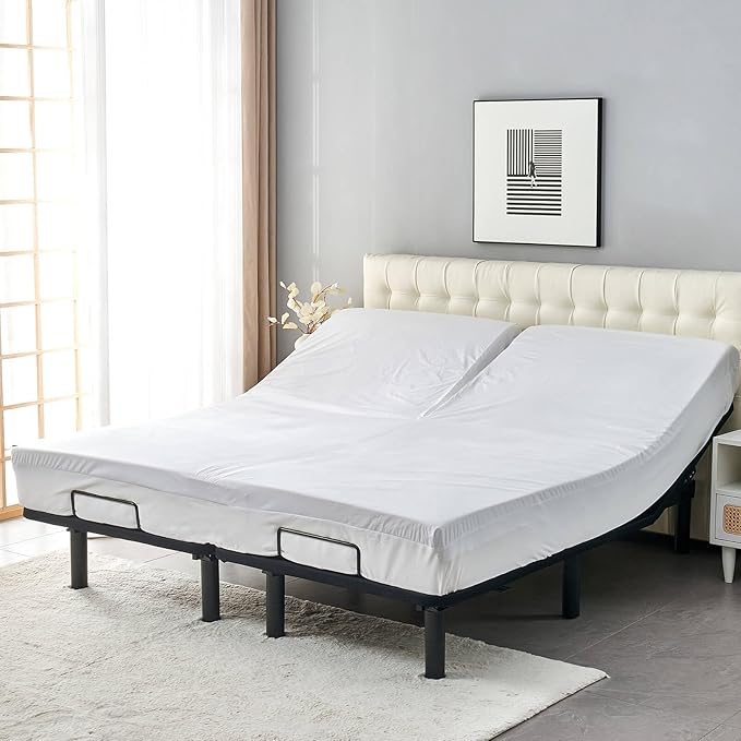 28-30" Split Top Cal King Mattress Protector for Adjustable Bed with Upper Flex Head Waterproof Ultra Soft Fitted Mattress Cover