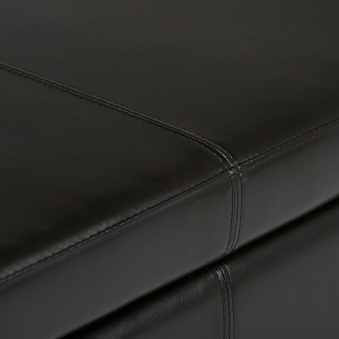 SIMPLIHOME Avalon Storage Ottoman Bench - 48" Wide x 16" High Upholstered Vegan Leather Rectangular Lift-Top Ottoman in Tanners Brown, Contemporary Storage Bench for Living Room with High-Density Foam