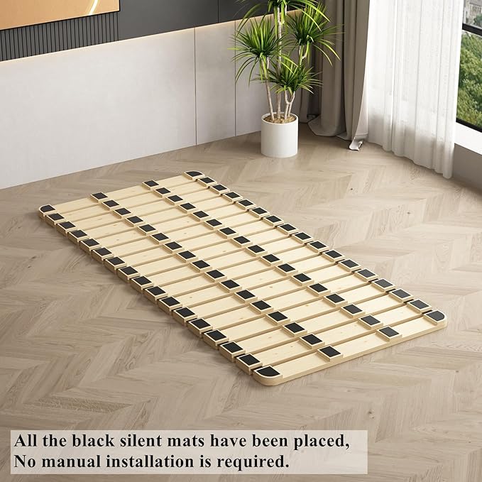 Breathable Moisture-Proof Bed Plate, Guest Tatami Mat,Wood Roll-Type Slatted Bed Japanese Floor Futon Mattress, Floor Sleep Bedding (Twin)