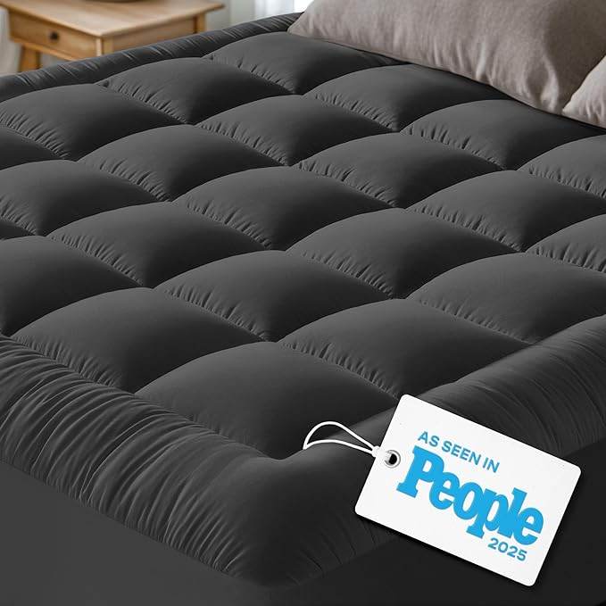 Niagara Sleep Solution Cloud-Like King Mattress Topper - 100% Cotton Top Mattress Pad for Back Pain Relief - Breathable & Naturally Cooling for Hot Sleepers, Dark Gray