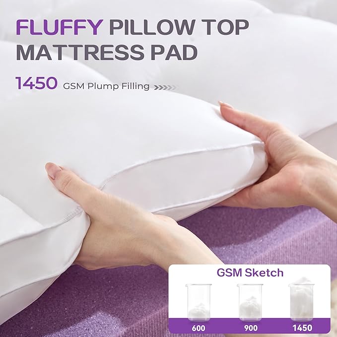 SINWEEK Dual Layer 5 Inch Memory Foam Mattress Topper Twin XL Size for Dorm Room, 2 Inch Gel Memory Foam Plus 3 Inch 1450 GSM Pillow Top Mattress Pad Cover, College Dorm Essentials, White