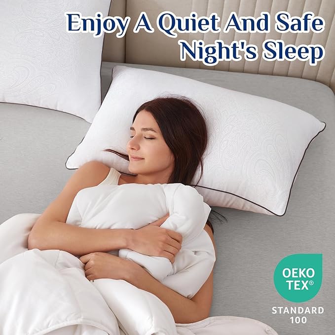 JOLLYVOGUE King Size Pillows Set of 4 for Sleeping, Soft and Supportive Bed Pillows with Down Alternative Filling for Side and Back Sleepers, Hotel Collection