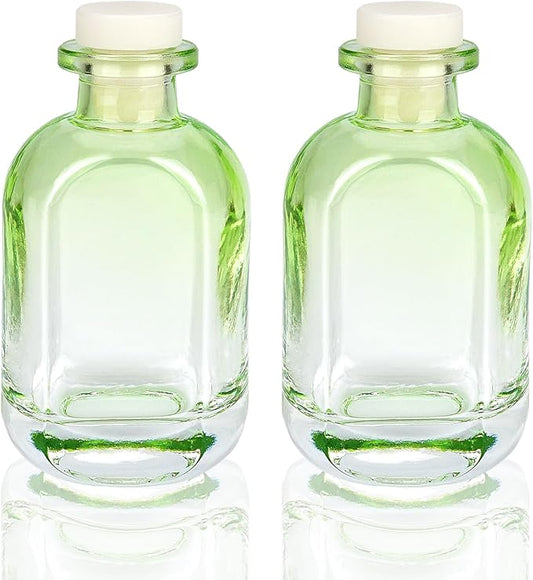 Glass Diffuser Bottles 2 Pack 5oz/150ml Reed Diffuser Bottle Empty Diffuser Bottle Refillable Aromatherapy Storage Container Reed Diffuser Sticks Bottles(Gradient Green)
