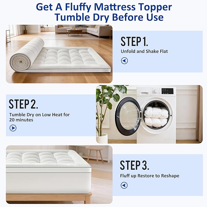 Full Size Mattress Topper for Back Pain, Extra Thick Pillow Top Mattress Pad with 1000GSM Down Alternative Filling, Cooling Breathable Plush Bed Topper Protector Cover (8-21" Deep Pocket)