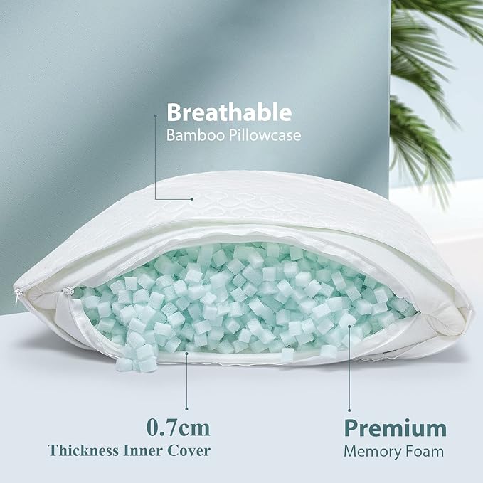 Rainmr Extra Thick Body Pillow Memory Foam – Long Pillow for Adults – Thicker Inner Case – Soft & Cooling Double Pillowcases, 20 x 54 inchesThicker Inner Body Pillow