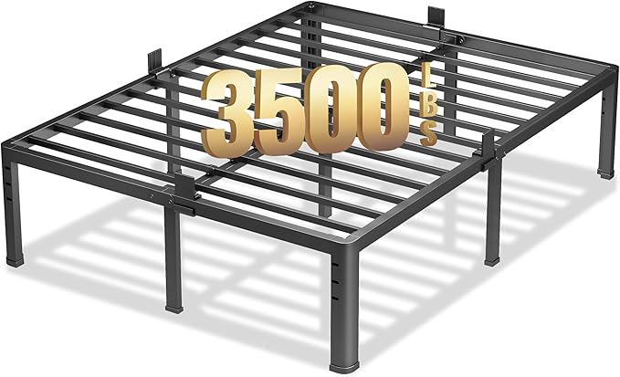NKZ 20 Inch Metal Platform Bed Frame, California King Size Bed Frame with Round Corner Legs, 3,500 lbs Heavy Duty Steel Slats Support, No Box Spring Needed, Easy Assembly, Noise Free