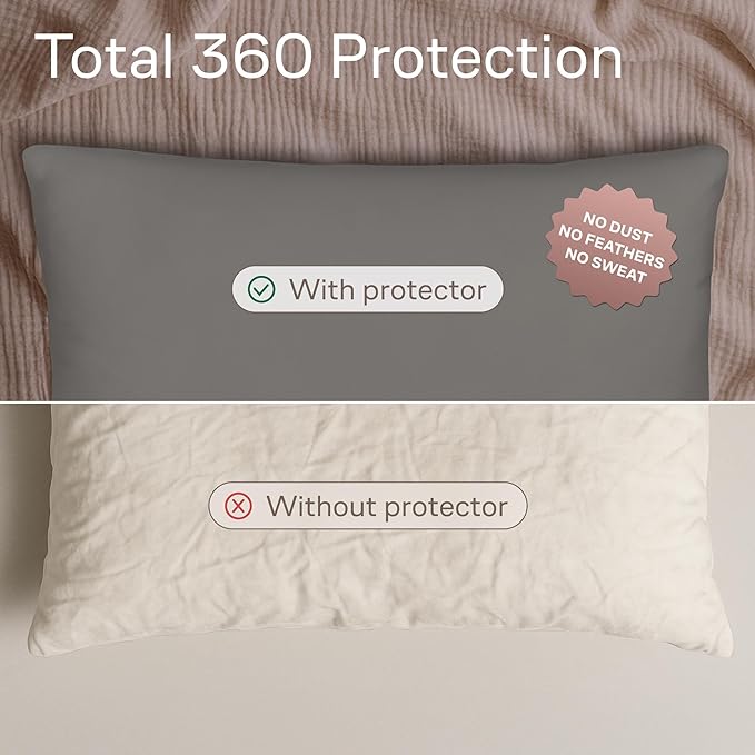 Ultra Soft Pillow Protectors with Zipper Queen Size - Set of 4 Breathable Pillow Covers - 100% Protection Against Stains, Dust & Dirt - Machine Washable (Gray)