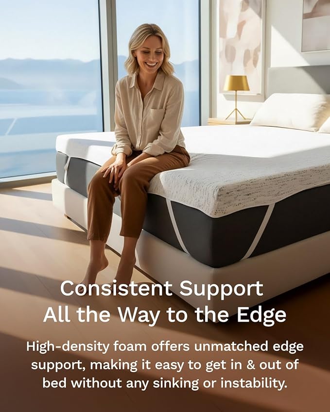 ViscoSoft 4 Inch Memory Foam Mattress Topper Twin - Select High Density Ventilated Mattress Pad - Removable Bamboo-Rayon Cover
