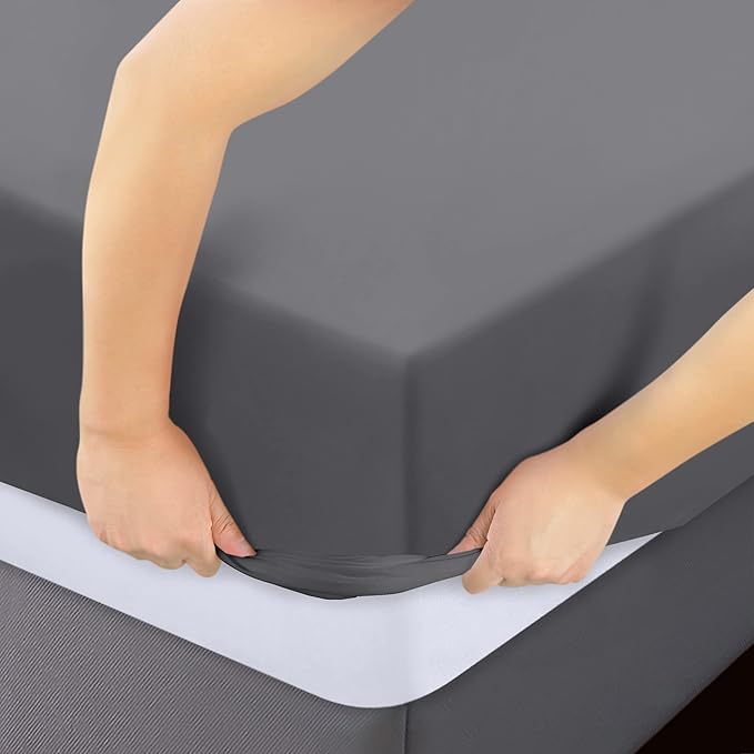 Utopia Bedding Full Fitted Sheets - Bulk Pack of 6 Bottom Sheets - Soft Brushed Microfiber - Deep Pockets - Shrinkage & Fade Resistant - Easy Care (Grey)