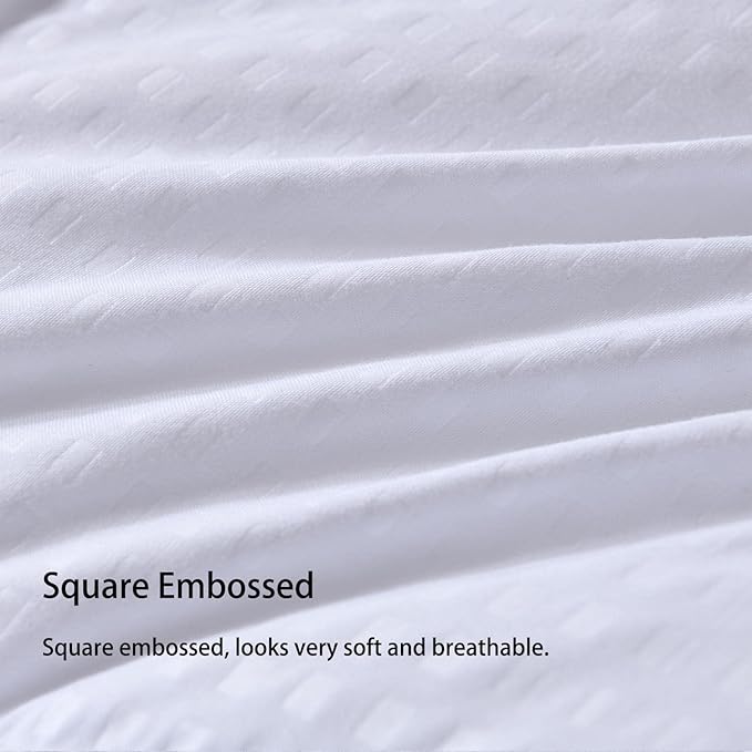 Homelike Moment Comforters Queen Size - White Duvet Insert Down Alternative Bed Queen Comforter, Lightweight Bedding Comforter Full Size Quilted Soft All Season with Coner Tabs White Square Embossed