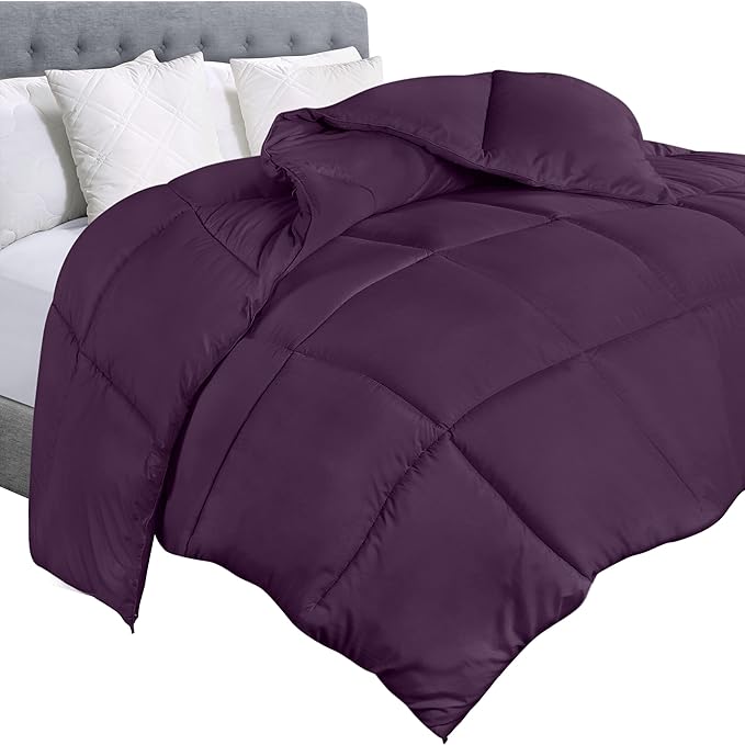 Utopia Bedding Queen Comforter Duvet Insert, Quilted Plum Comforter with Corner Tabs, Box Stitched Down Alternative Comforters Queen Size 88 x88 inches