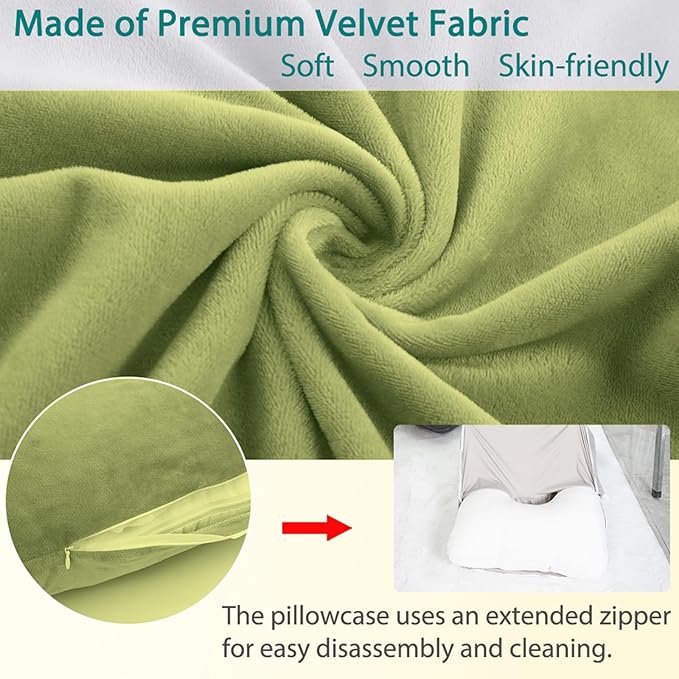 Shredded Memory Foam Body Pillow, Pregnancy Pillows for Sleeping, Maternity Pillow for Pregnant Women, Memory Foam Filling U Shaped Body Pillow with Velvet Cover (Green, 60 inch)