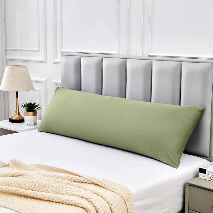 Warmstar Cotton Body Pillow Cover 1 Pack, 600 Thread Count Body Pillow case 20"x54" Soft Breathable with Envelope Closure,Sage Green