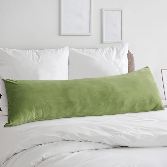 StangH Grass Green Velvet Body Pillow Cover 20x54 Inches, Super Soft Cozy Luxury Fuzzy Long Pillowcase with Zipper, for Sofa Bedroom Holiday Home Decoration All Seasons, 1 Pack