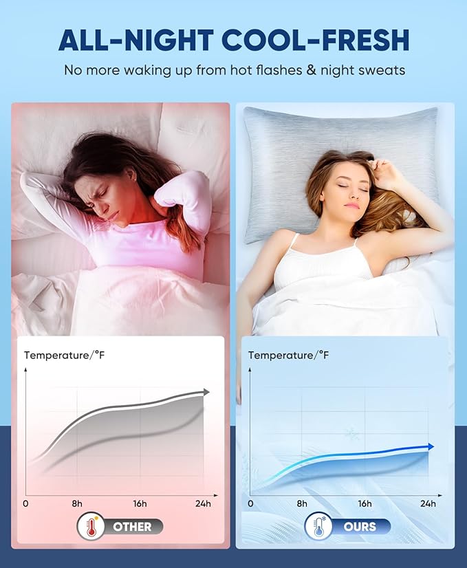 LUXEAR 2 Pack Cooling Pillow Cases for Hot Sleepers, Arc-Chill Q-Max > 0.5 Cool Pillowcases, Hair & Skin Friendly, Double-Sided, Hidden Zipper Cold Pillow Cover, Gifts for Women & Men, 20x26, Gray