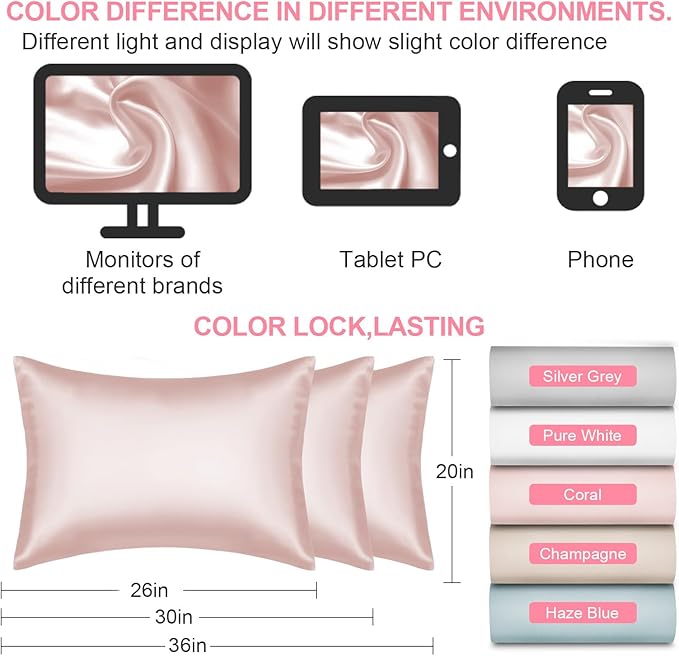 Silk Pillow Cases Queen Size with Hidden Zipper, Mulberry Silk Pillowcase for Hair and Skin, Smooth and Soft Breathable Cooling Silk Satin Pillow Covers for Sleeping, Gifts for Women, Coral Pink
