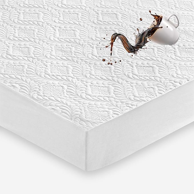 Sufdari Twin Waterproof Mattress Protector, Waterproof Mattress Cover,Breathable & Noiseless Mattress Pad, Waterproof Quilted Fitted Sheet Fits Up to 8-18" Deep Pocket