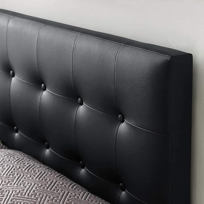 Modway Emily Tufted Button Faux Leather Upholstered King Headboard in Black