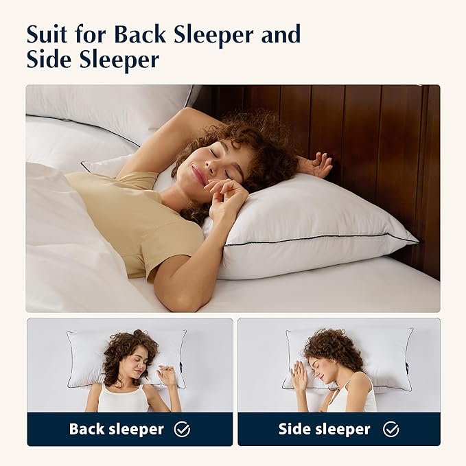 Pacific Coast Premium Goose Feather & Down Bed Pillows Queen Size 1-Pack, Hotel Quality Collection, Medium Support for Side & Back Sleepers