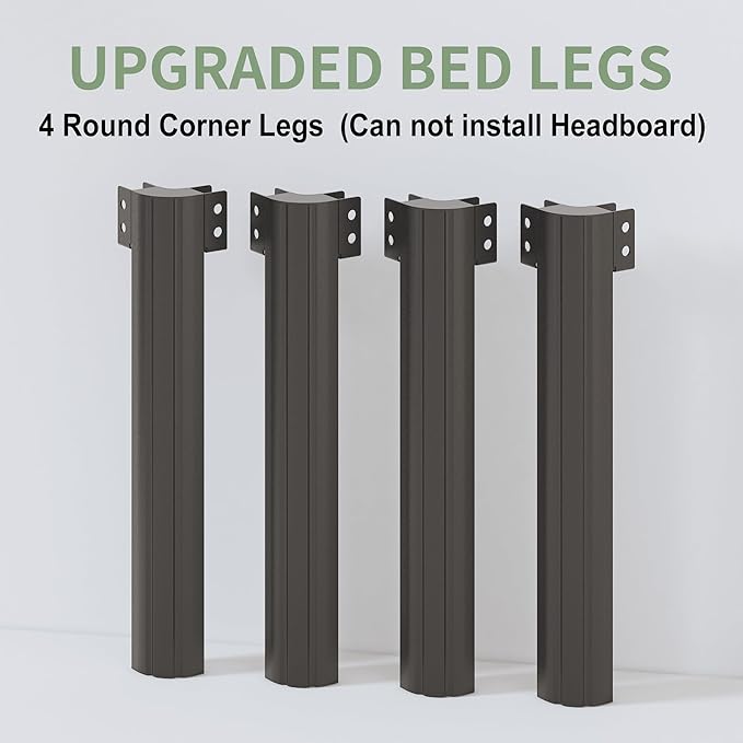 Lutown-Teen 25 Inch High King Bed Frame with Rounded Corner Legs, Sturdy Mattress Foundation, Heavy Duty Metal King Size Platform No Box Spring Needed, Noise Free, Easy Assembly, Black
