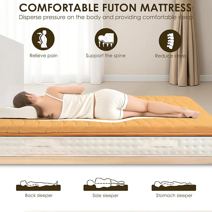 Japanese Floor Mattress, 100% High Density Comfortable Foam, 4" Thicken Foldable Mattress Tatami Mat Sleeping Pad, Ideal for Comfort and Support, Kids Floor Lounger Pillow Bed Sofa, Coffee, Twin