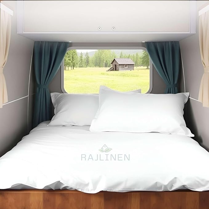 Twin RV Camper Sheet Set (39x75) – 100% Egyptian Cotton, Soft & Cooling, 16” Deep Pocket Fitted Sheet, Luxury Hotel Quality Bedding for RVs, Campers & Motorhomes (White Solid)