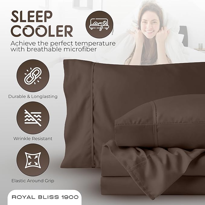 Split California King Sheets Sets - 5 Pcs Set - Split California King Sheets Sets for Adjustable Bed Cal King Split Sheets for Adjustable Bed Split California King Sheets (Chocolate)