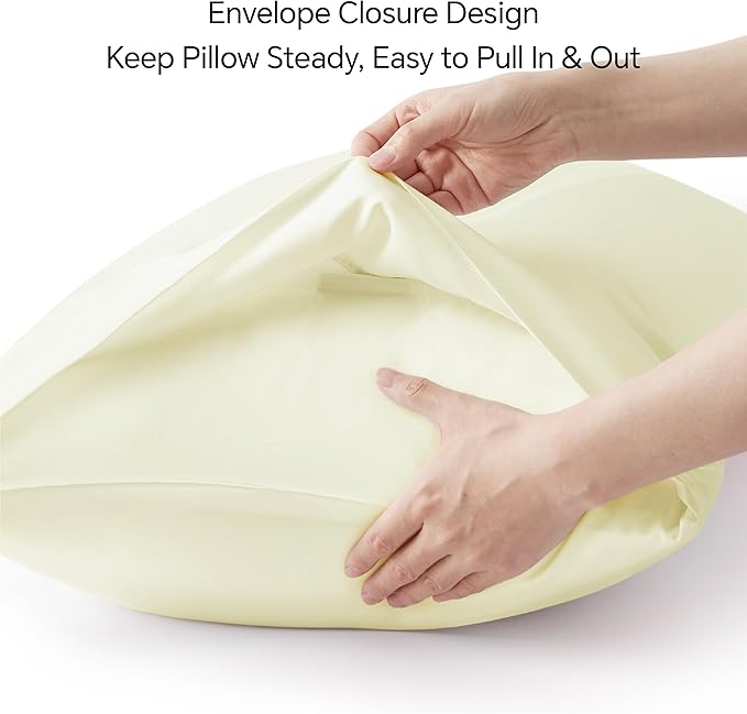 BEDELITE King Size Pillow Cases Set of 2, Rayon Derived from Bamboo, Cooling Pillow Cases for Hot Sleepers & Night Sweats, Breathable and Silky Soft Envelope Pillowcases(Cream, 20"x36")