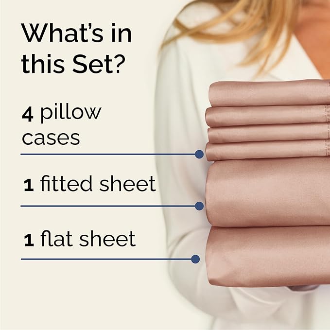 Cal King 6 Piece Sheet Set - Comfy, Breathable & Cooling - Hotel Luxury Bedding for Women, Men, Kids, Teens & Children - 1 Flat & 1 Fitted Sheet & 4 Pillowcases w/ Deep Pockets - Wrinkle Free - Mauve