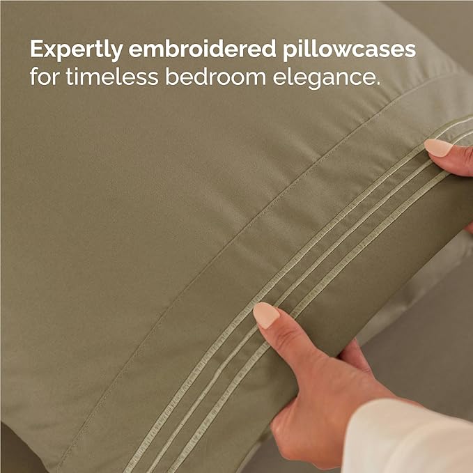 Full Size 4 Piece Sheet Set - Comfy Breathable & Cooling Sheets - Hotel Luxury Bed Sheets for Women & Men - Deep Pockets, Easy-Fit, Extra Soft and Wrinkle Free Sheets - Khaki Oeko-Tex Bed Sheet Set