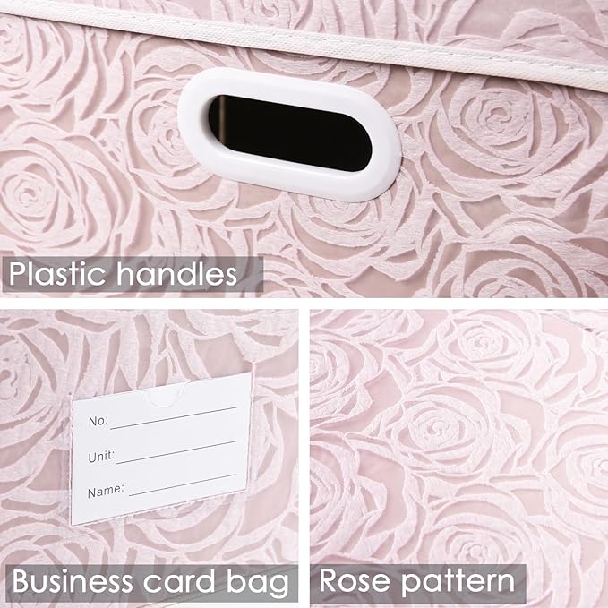PRANDOM Jumbo Collapsible Storage Boxes with Lids Fabric Decorative Storage Bins Cubes Organizer Baskets with Cover Handles Divider for Bedroom Closet Living Room 23.2x15.7x11.8 Inch 3 Pack