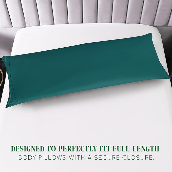 Elegant Comfort Luxury Ultra-Soft 1-Piece Pillowcase Set - 1500 Premium Hotel Quality Microfiber Double Brushed - Wrinkle Resistant, Body Pillowcase Size, Marine Teal