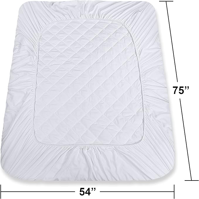 Utopia Bedding 2 Pack Quilted Fitted Mattress Pad, Full Size, Elastic Fitted Mattress Topper Protector and Cover with Deep Pocket Stretches up to 16 Inches, Machine Washable (White)