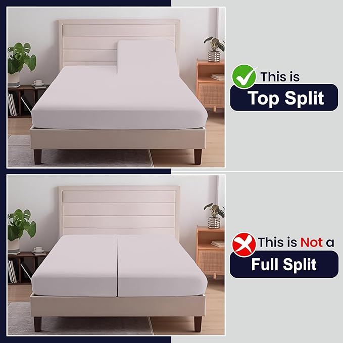 SGI bedding 32" King Split Top Flex Head Sheet 100% Egyptian Cotton Sheet Set 1000 Thread Count Flex Top Sheet for Adjustable Bed 4Pc Sheet Set 15" Deep Pocket for Sleep Number Bed - Silver