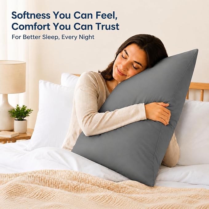ZPECC Pillow Cases Bulk 24 Pack - Queen Pillowcases with Envelope Closure, Soft Brushed Microfiber Pillow Cover for Hotel Airb&bs Hospital Bedding Essential, Gray