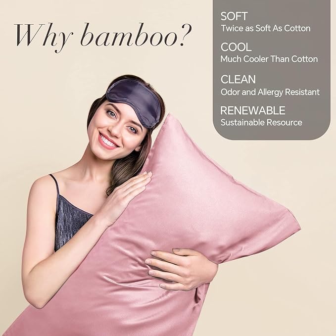 BEDELITE King Size Pillow Cases Set of 2, Rayon Derived from Bamboo, Cooling Pillow Cases for Hot Sleepers & Night Sweats, Breathable and Silky Soft Envelope Pillowcases(Rose Pink, 20"x36")