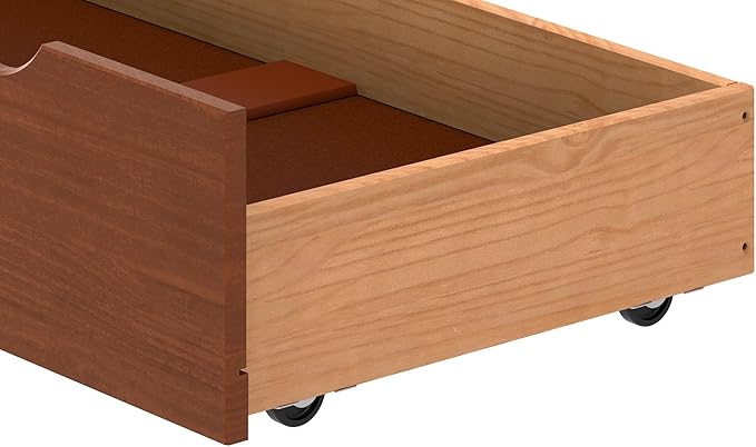 Alaterre Furniture Under Bed Storage Drawers - Set of 2 Solid Wood Rolling Under Bed Storage with Wheels - Fits Bed Frames 9.75” High - Underbed Containers for Shoes, Clothes, and Toys (Chestnut)