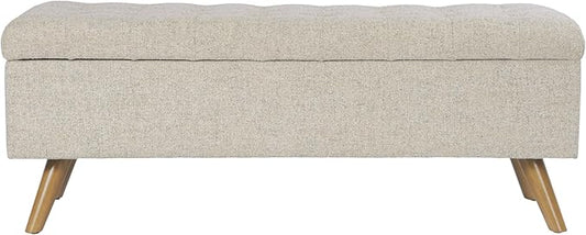 HomePop Modern Tufted Storage Bench - Textured Cream Fabric