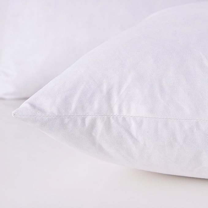 Throw Couch Pillows Inserts, Set of 2 Down Feather Pillows Inserts Bed and Cotton Cover, 18x18 Inches