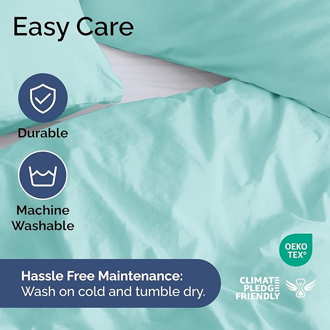 Duvet Cover Cal King Size Set - Extra Soft Cal King Duvet Cover 104" x 98" with 2 Pillow Shams - Hotel Luxury, Easy Care & Fade Free with Zipper Closures & Ties - Comfy, Cozy & Breathable (Spa Blue)
