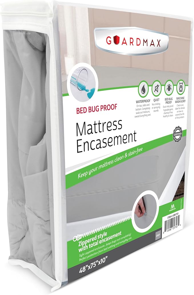 Guardmax RV Mattress Encasement with Zipper, Waterproof, Bed Bug Proof, and Dust Mite Proof Mattress Protector for RV Size Bed up to 10" Deep, Zippered All Around Jersey Knitted Mattress Cover
