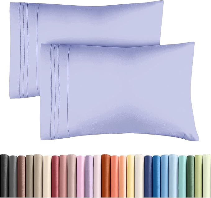 King Pillow Cases Set of 2 - Ultra Soft Hotel Quality Pillowcase Covers - Comfy, Cozy & Wrinkle Free - Shrinkage, Stain and Fade Resistant - Machine Washable Pillow Protectors - 2 Piece Set - Lavender