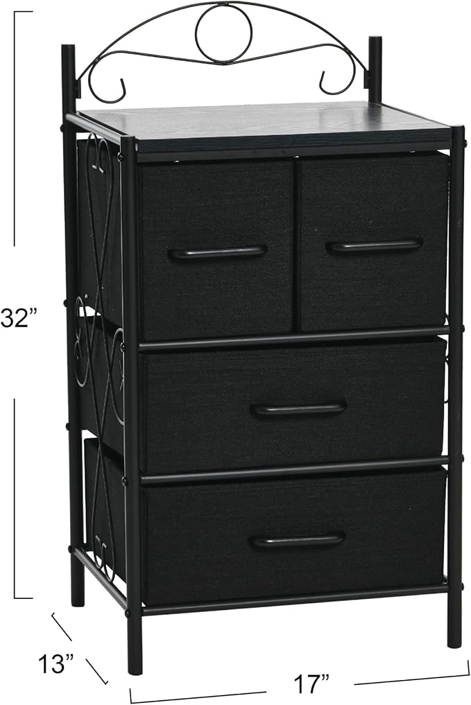 Household Essentials Black Oak & Iron Four Drawer Chest