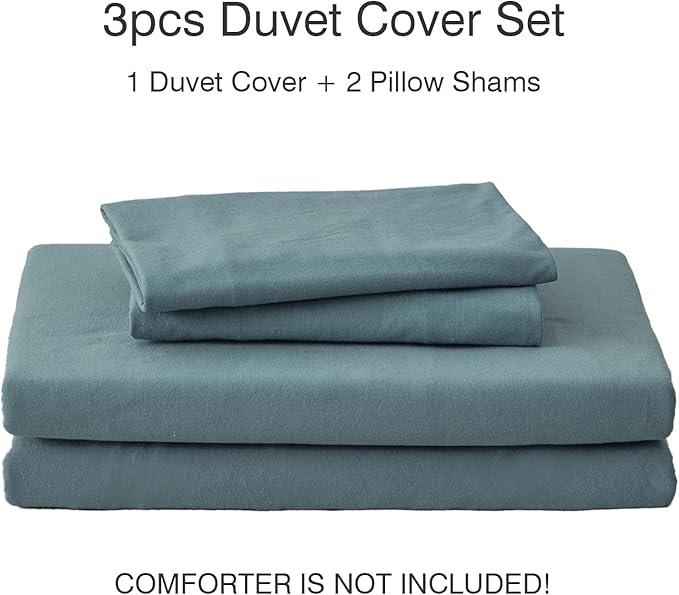 PURE ERA Jersey Knit Duvet Cover Set 100% T-Shirt Cotton Super Soft Comfy 3pc Bedding Set with Zipper Closure (Solid Cerulean Blue, Cal King)